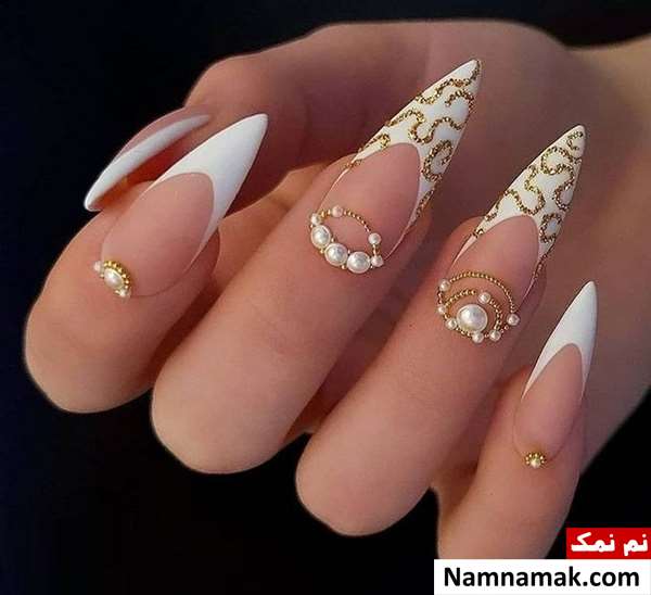 طراحی ناخن عروس با نگین