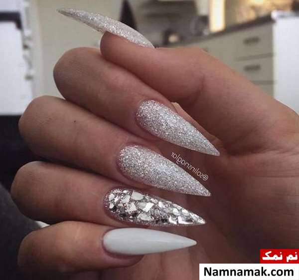 طراحی ناخن عروس با نگین