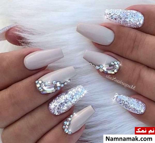 طراحی ناخن عروس با نگین