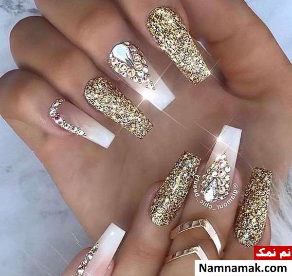 طراحی ناخن عروس با نگین