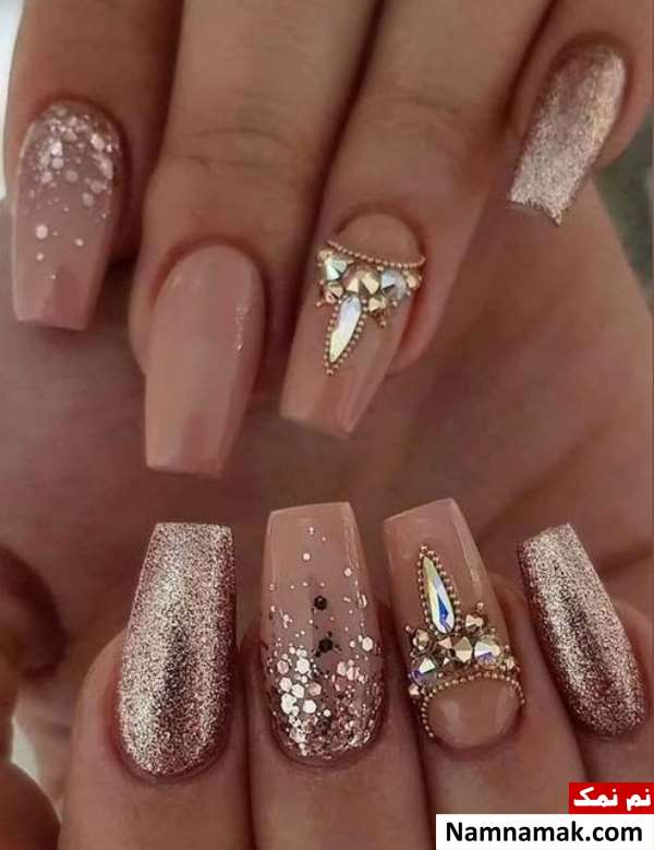 طراحی ناخن عروس با نگین
