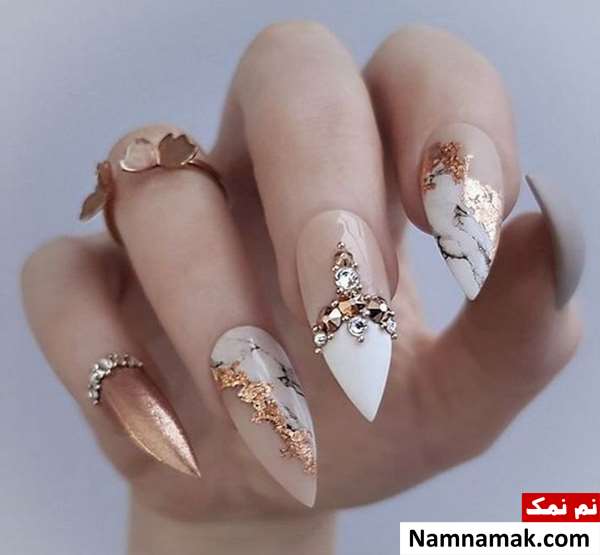 طراحی ناخن عروس با نگین