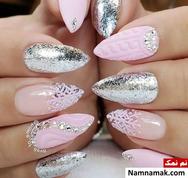 طراحی ناخن عروس با نگین