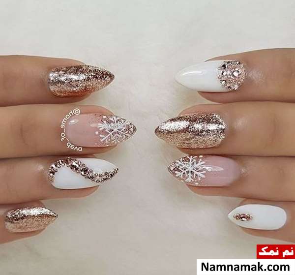 طراحی ناخن عروس با نگین