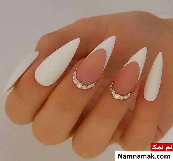 طراحی ناخن عروس با نگین