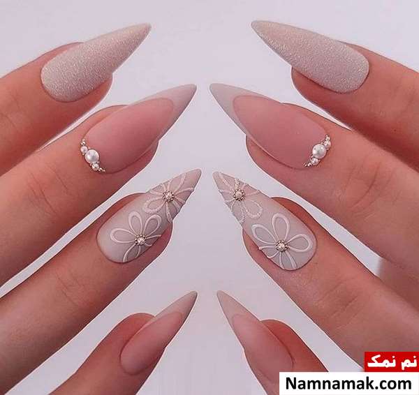 طراحی ناخن عروس با نگین
