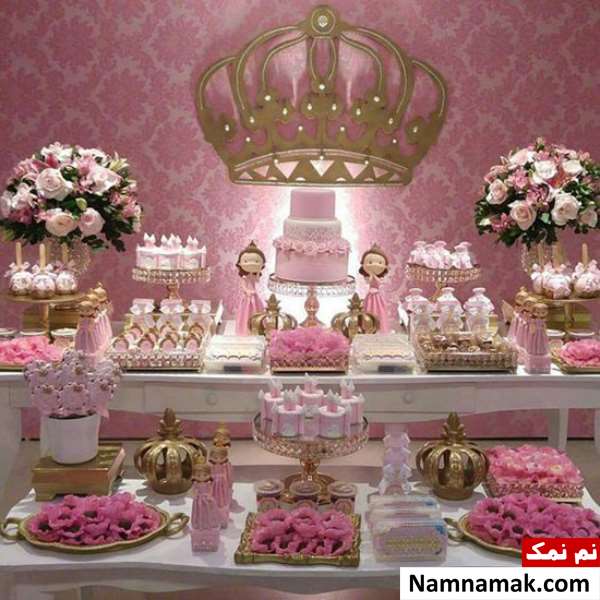 تزیین تم تولد پرنسس دخترانه جدید و ساده
