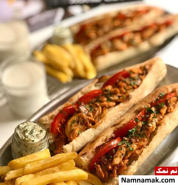 ساندویچ مرغ و قارچ با سس مایونز