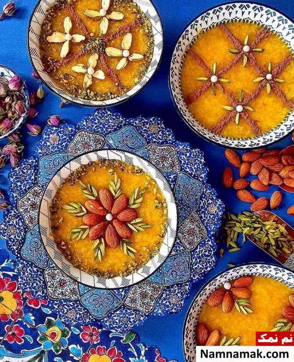 تزیین شله زرد با پسته و خلال پسته ساده و مجلسی