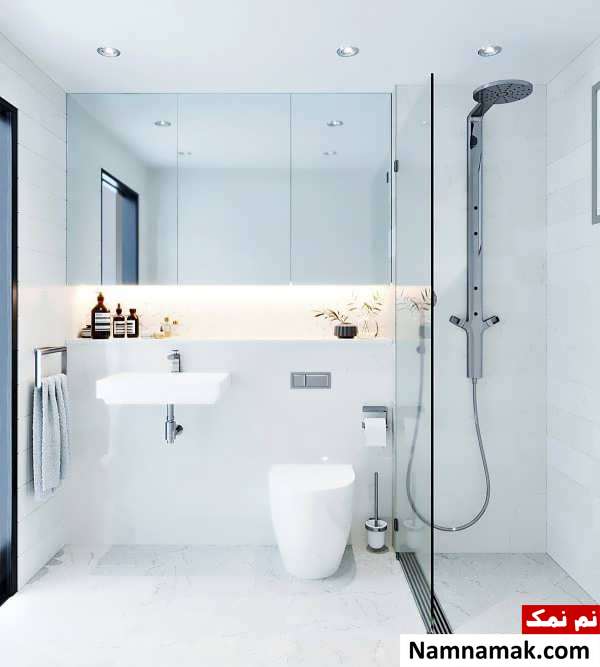 دکوراسیون شیک حمام با تم سفید