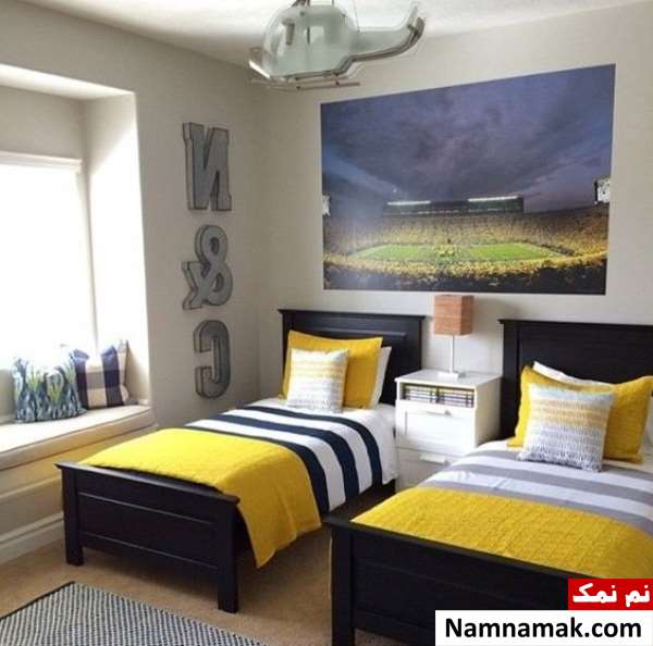 دکوراسیون اتاق خواب پسرانه دونفره