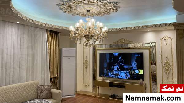 گچبری پیش ساخته پشت تلویزیون