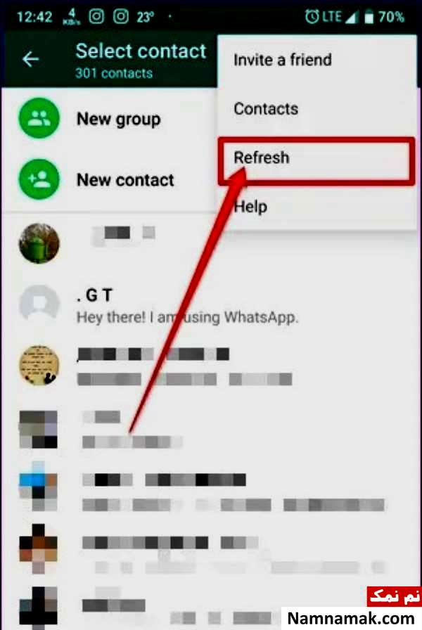 مخاطبین در واتساپ جدید