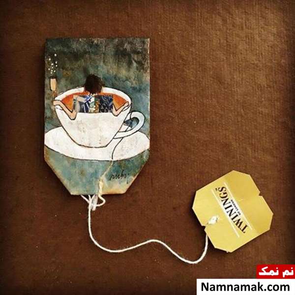 طراحی دیدنی روی چای کیسه ای