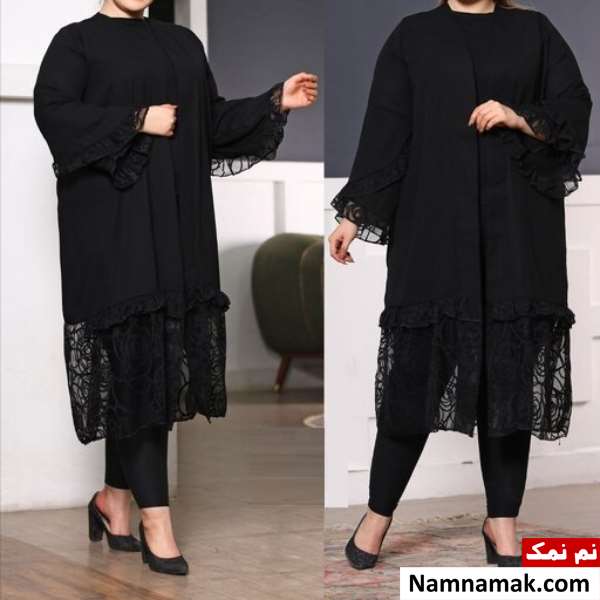 مدل مانتو با پارچه کرپ حریر مشکی