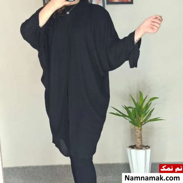 مدل مانتو با پارچه کرپ حریر مشکی