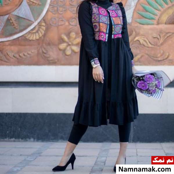 مانتو کرپ ساده مشکی