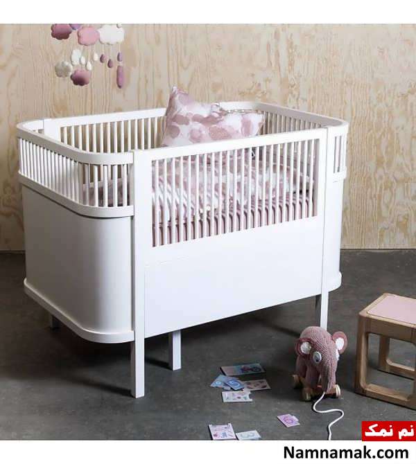 تم سفید تخت خواب نوزاد