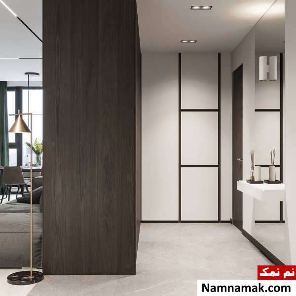 طراحی داخلی فضای آپارتمان با چوب گردو