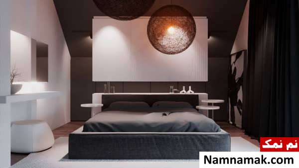 دیزیاین شیک اتاق خواب با چوب گردو