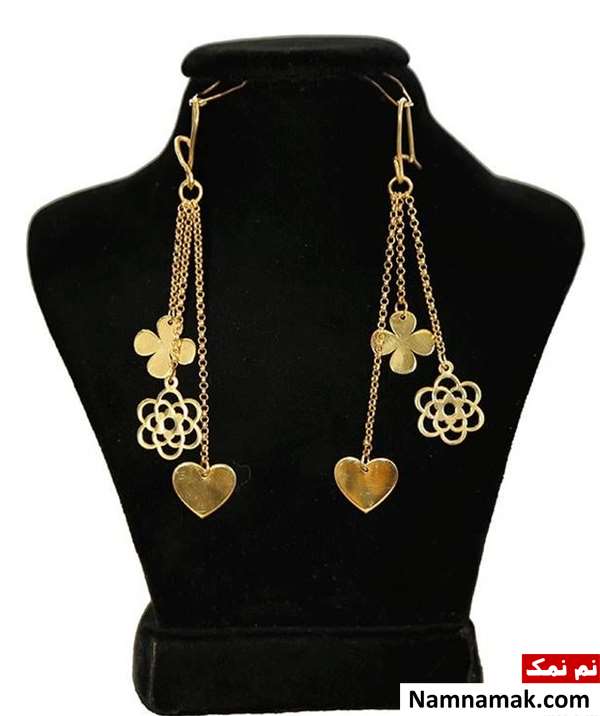 مدل های جدید گوشواره های بلند و آویز طلا ساده و اسپرت
