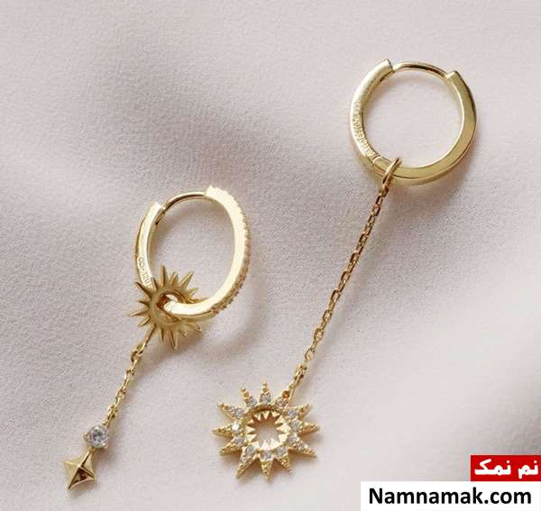 مدل های جدید گوشواره های بلند و آویز طلا ساده و اسپرت