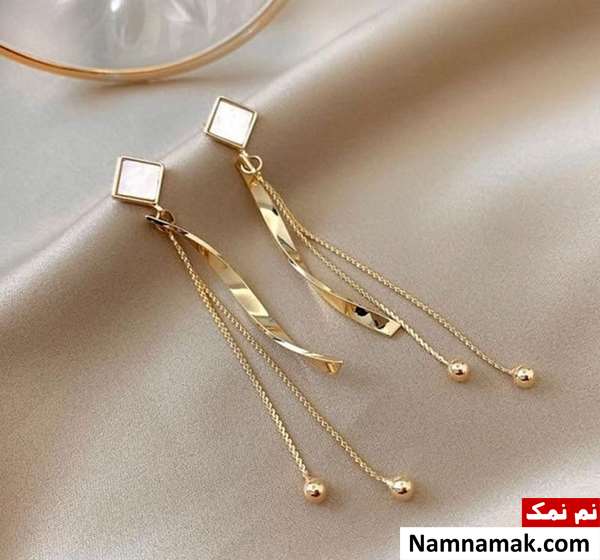 مدل های جدید گوشواره های بلند و آویز طلا ساده و اسپرت