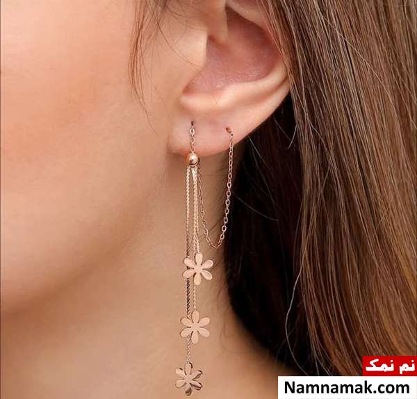 مدل های جدید گوشواره های بلند و آویز طلا ساده و اسپرت