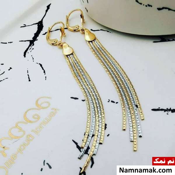 مدل های جدید گوشواره های بلند و آویز طلا ساده و اسپرت