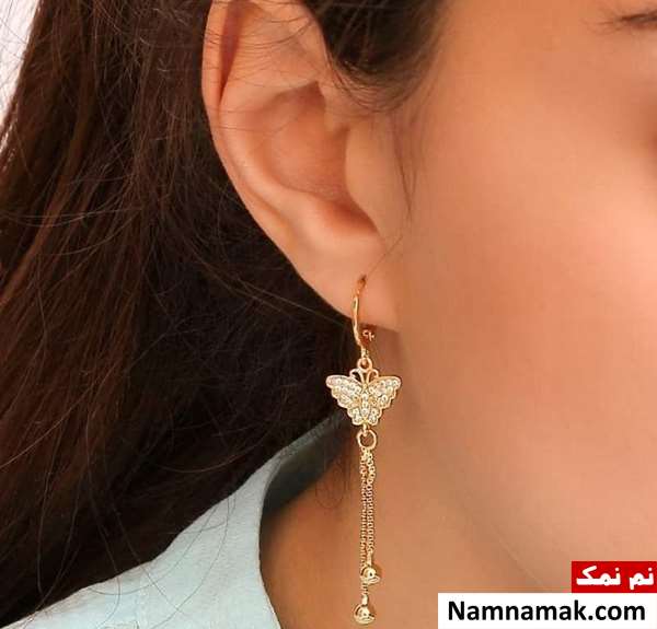 مدل های جدید گوشواره های بلند و آویز طلا ساده و اسپرت