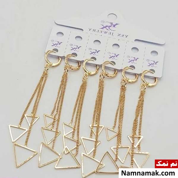 مدل های جدید گوشواره های بلند و آویز طلا ساده و اسپرت