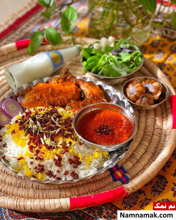 گلاب در زرشک پلو با مرغ