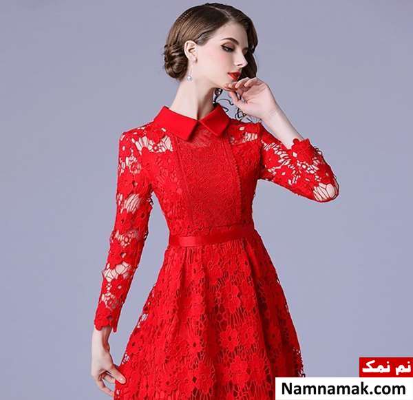 مدل یقه لباس مجلسی گیپور زنانه و دخترانه