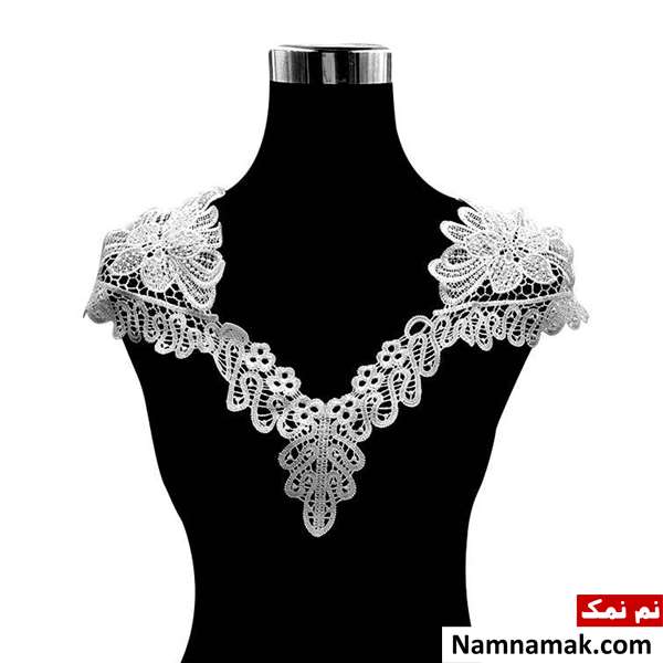 مدل یقه لباس مجلسی گیپور زنانه و دخترانه