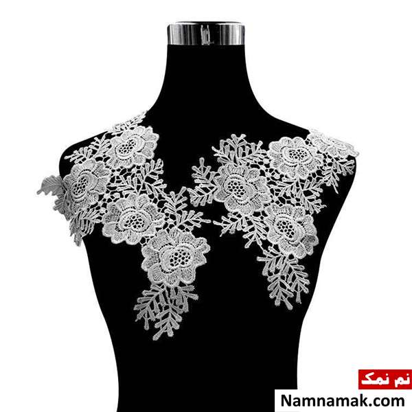 مدل یقه لباس مجلسی گیپور زنانه و دخترانه