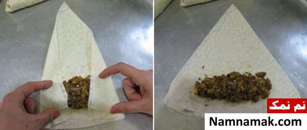 غذا با خمیر یوفکا و گوشت چرخ کرده