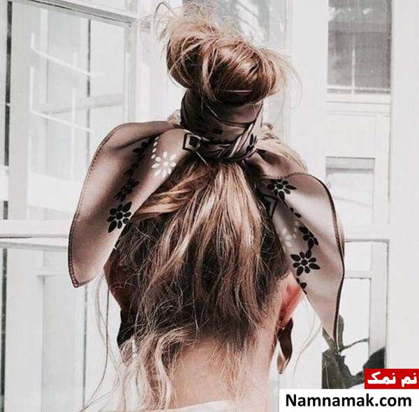 بستن مو گوجه ای با روسری بستن مو با روسری
