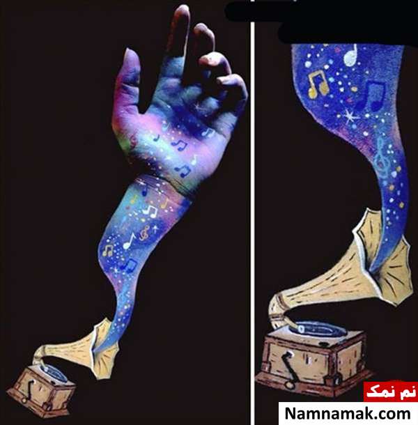 نقاشی های سه بعدی روی دست