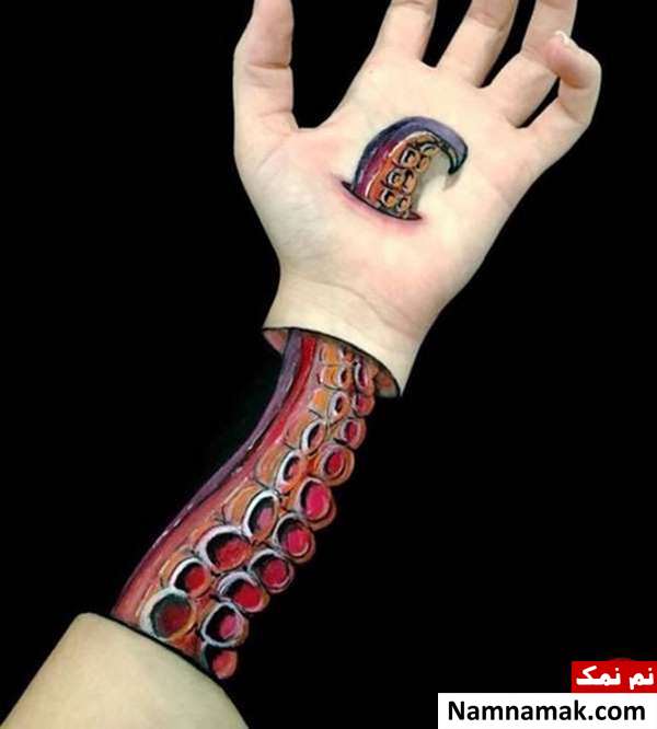 نقاشی های سه بعدی روی دست