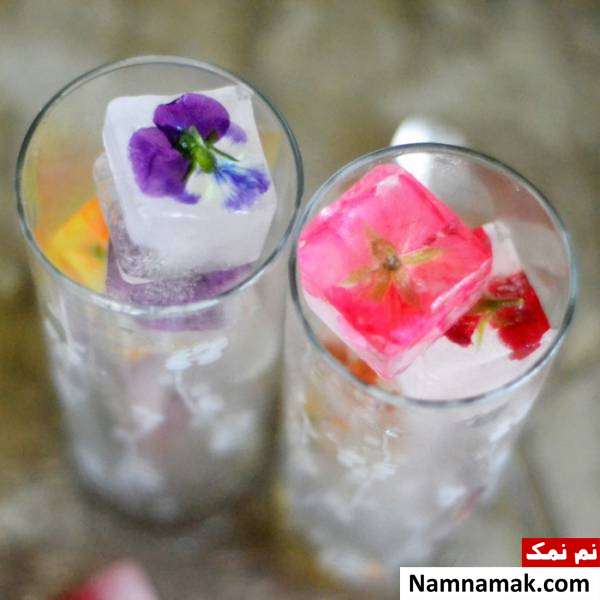 تزیین یخ با گل