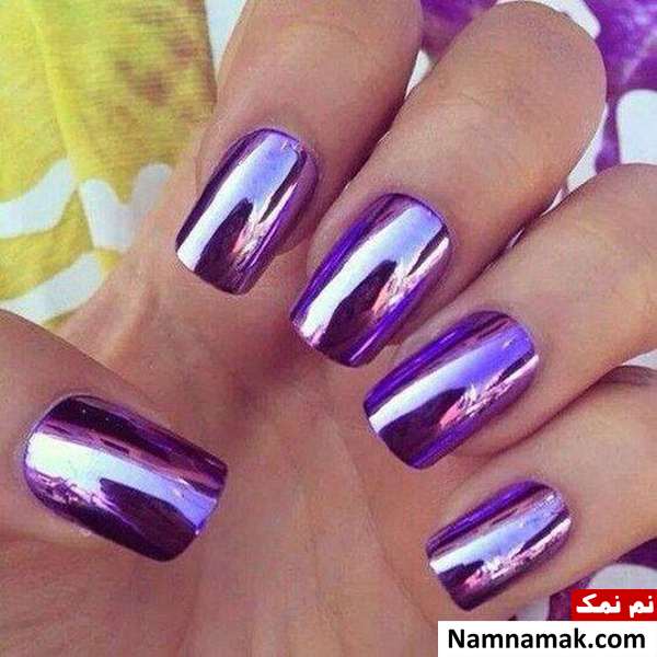 لاک آینه ای کروم بنفش لاک کروم بنفش