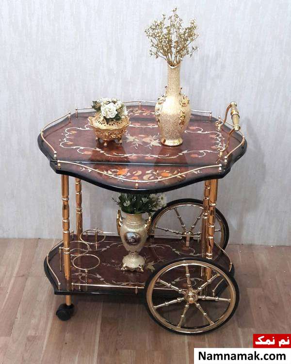 میز بار چرخدار چوبی