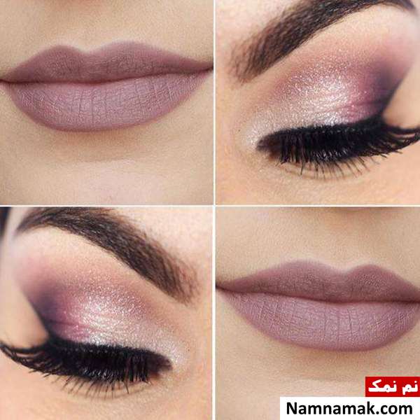 آرایش چشم و لب به رنگ بنفش آرایش چشم