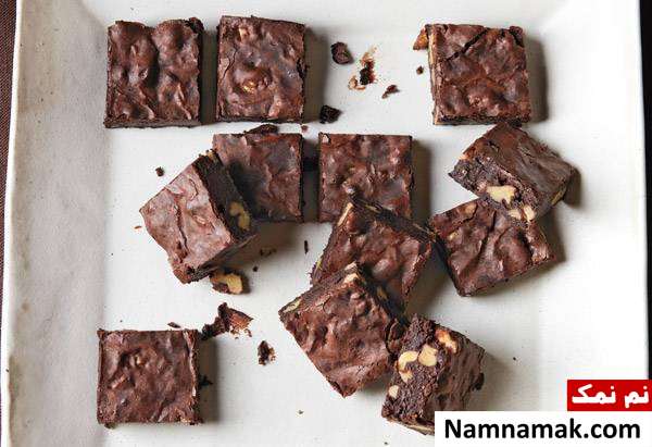 طرز تهیه براونی قهوه گردویی شیرینی های خانگی