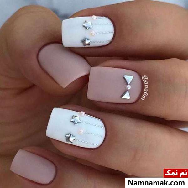طراحی ناخن مربعی با لاک مات لاک مات