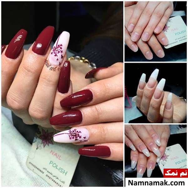 مدل های شیک ناخن گلدونی یا بالرین مدل ناخن تابوتی شیک