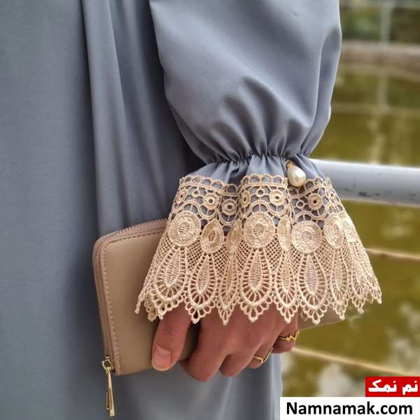 مدل مانتو با گیپور کار شده بلند و کوتاه با دانتل