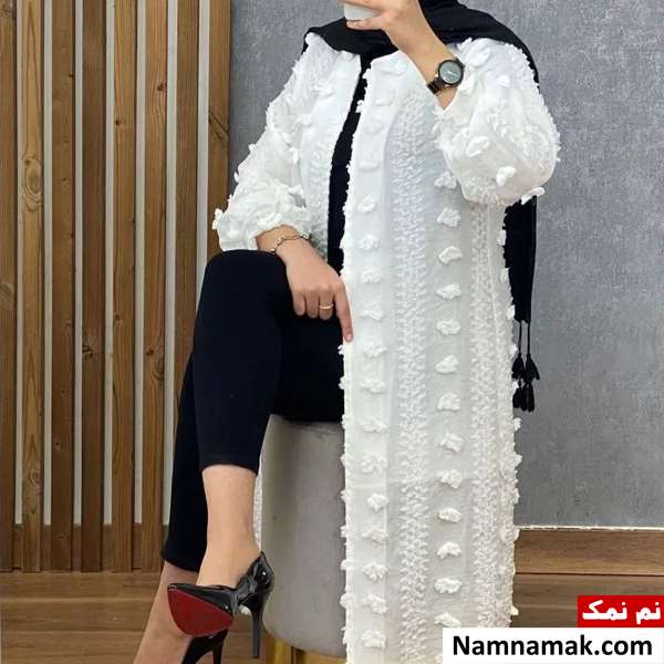 مدل مانتو با گیپور کار شده بلند و کوتاه با دانتل