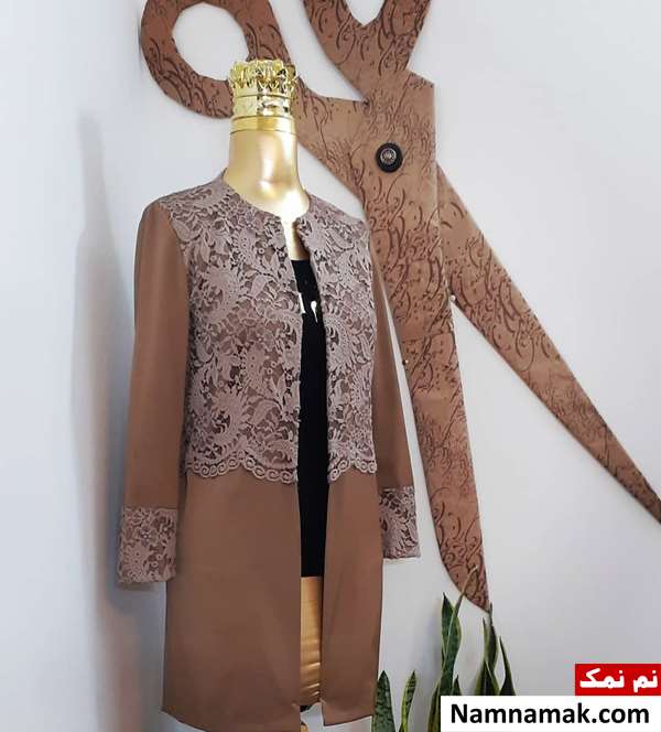 مدل مانتو گیپور و ساتن کار شده و جلوباز
