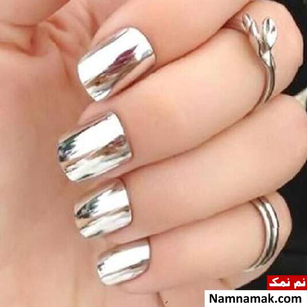 مدل های دیزاین ناخن با لاک صدفی آینه ا